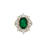 Dorsey - 14K HOUGHTON RING IN DEEP LAB EMERALD AND LAB DIAMOND, 14K YELLOW GOLD