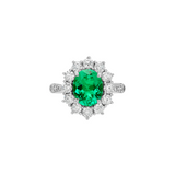Dorsey - 14K PETITE SPENCER RING IN LAB EMERALD AND LAB DIAMOND, 14K WHITE GOLD