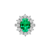 Dorsey - 14K SPENCER RING IN LAB EMERALD AND LAB DIAMOND, 14K WHITE GOLD