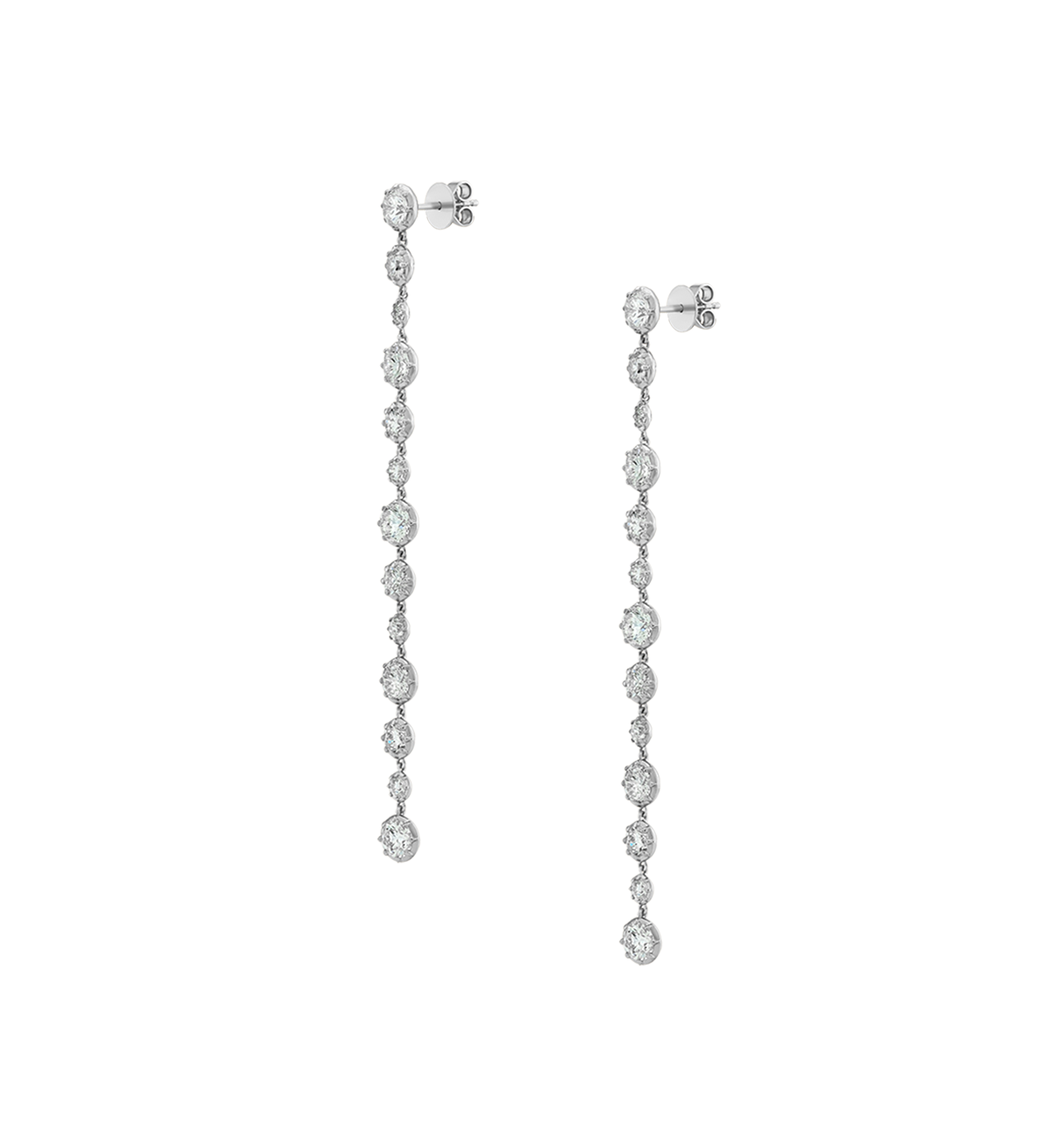 Dorsey - 14K LONG SYLVIE RIVIÈRE DROP EARRINGS IN LAB DIAMOND, 14K WHITE GOLD