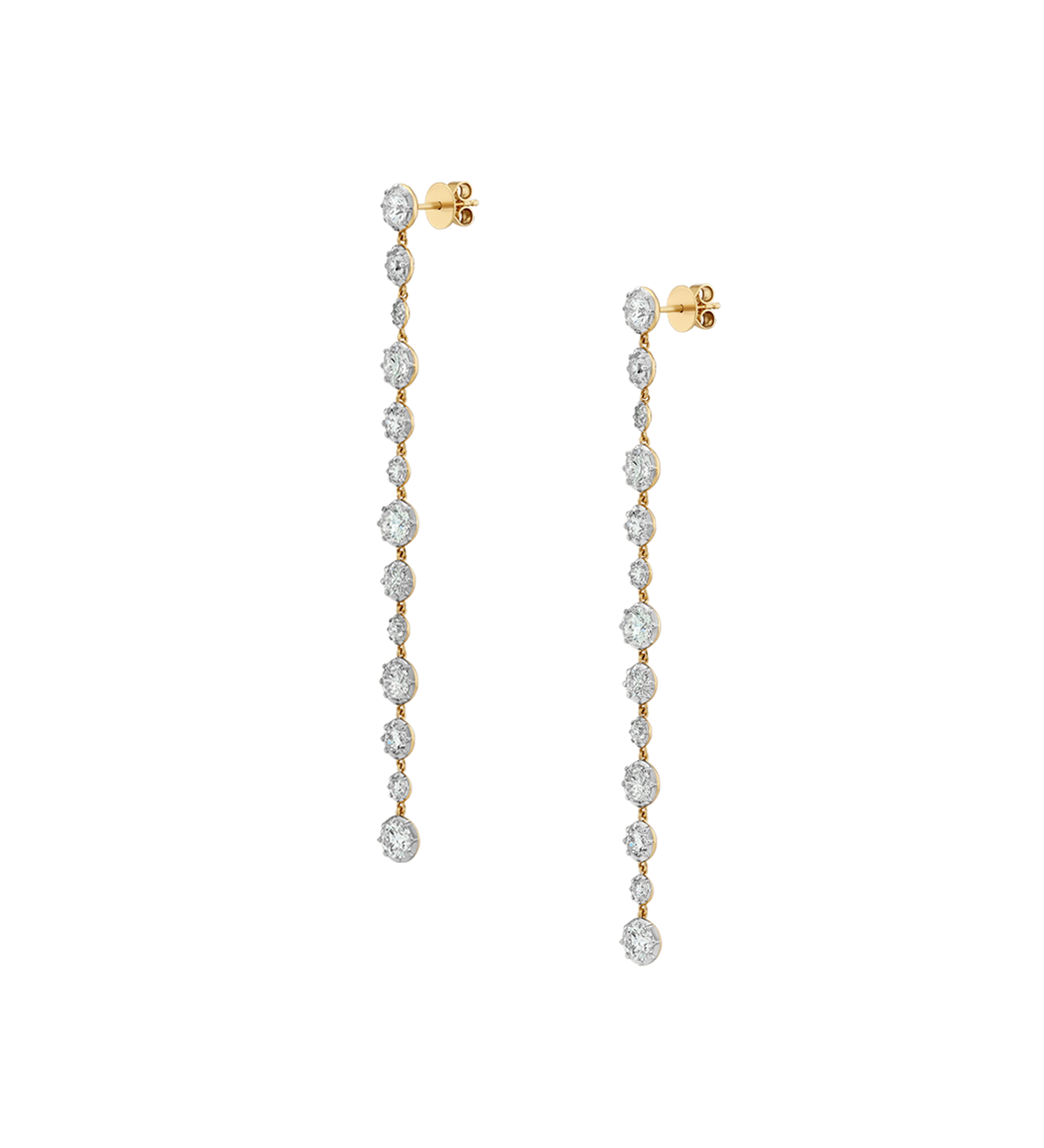 Dorsey - 14K LONG SYLVIE RIVIÈRE EARRINGS IN LAB DIAMOND, 14K YELLOW GOLD WITH WHITE RHODIUM BEZEL