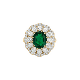 Dorsey - 14K TATE RING IN DEEP LAB EMERALD AND LAB DIAMOND, 14K YELLOW GOLD