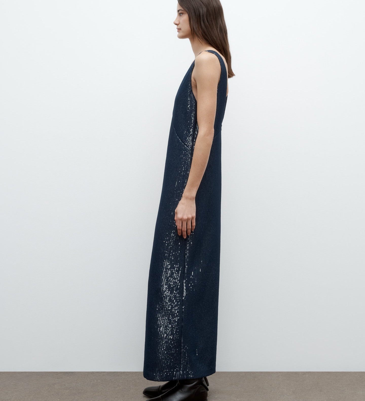 TWP - Deep V Dress in Chiffon Encased Pailettes