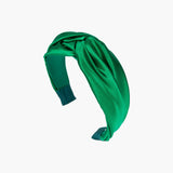 Jennifer Behr - Twist Headband in Silk Satin -- Emerald