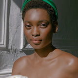 Jennifer Behr - Twist Headband in Silk Satin -- Emerald