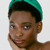 Jennifer Behr - Twist Headband in Silk Satin -- Emerald