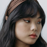 Jennifer Behr - Twist Headband in Silk Satin -- Espresso