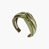 Jennifer Behr - Twist Headband in Silk Satin -- Olive