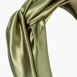 Jennifer Behr - Twist Headband in Silk Satin -- Olive