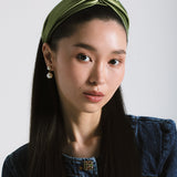 Jennifer Behr - Twist Headband in Silk Satin -- Olive
