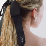 Jennifer Behr - Monogram Adley Satin Bow Barrette -- Black