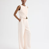 TWP - High Neck Hidden Placket Vest in Coated Viscose Linen