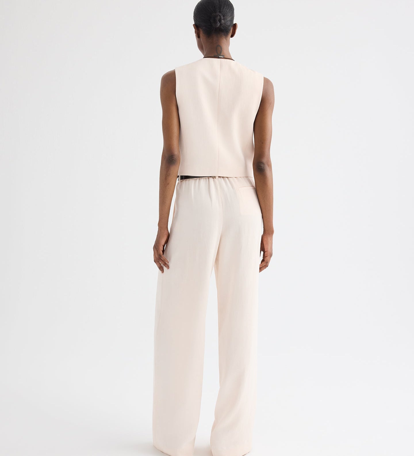 TWP - High Neck Hidden Placket Vest in Coated Viscose Linen