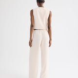 TWP - High Neck Hidden Placket Vest in Coated Viscose Linen