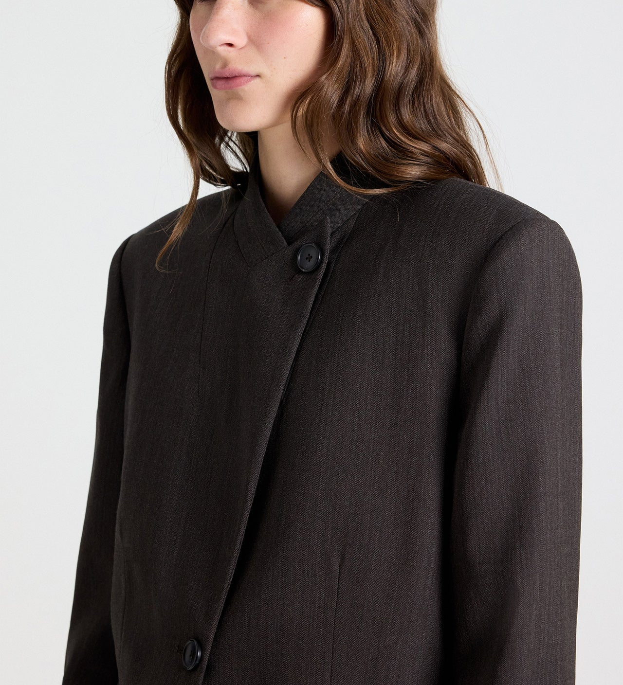 TWP - Buttoned Up Blazer in Micro Herringbone Wool Suiting