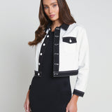 L'AGENCE - Koda Contrast Cropped Denim Jacket