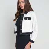 L'AGENCE - Koda Contrast Cropped Denim Jacket