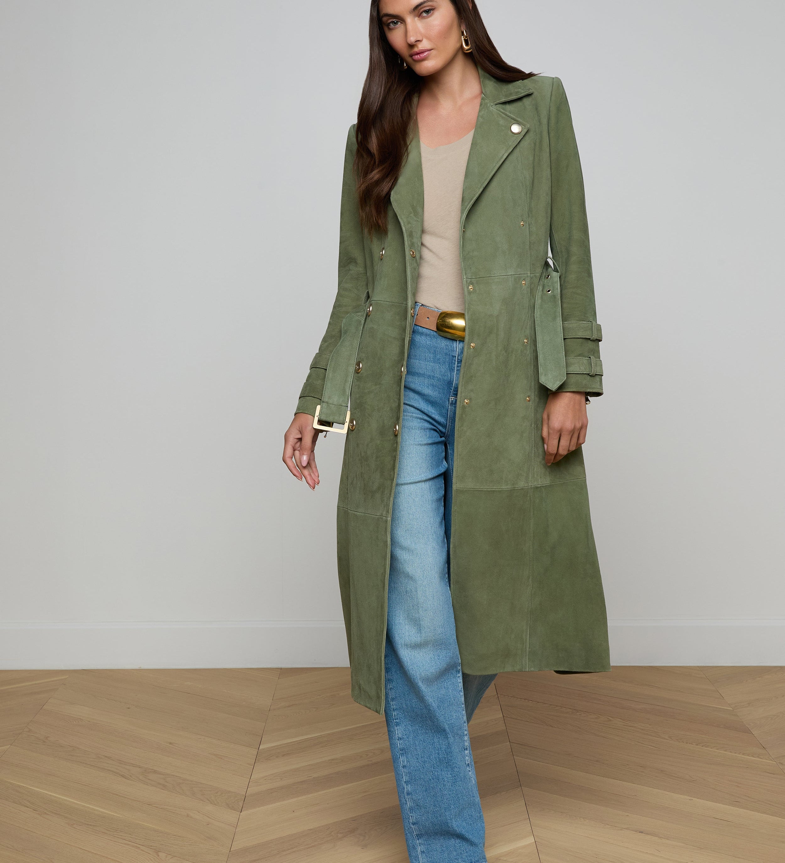 L'AGENCE - Celina Suede Trench Coat
