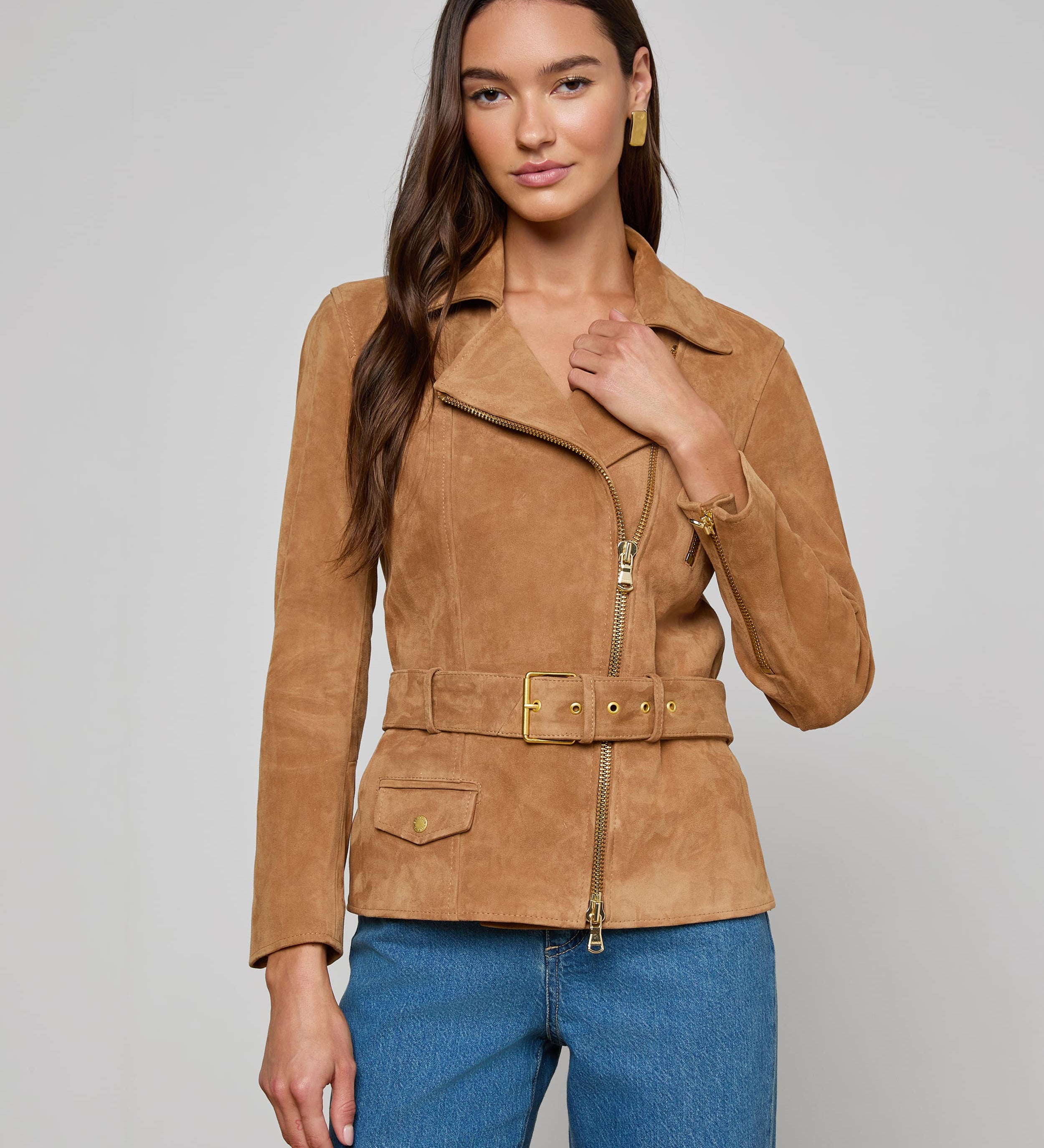 L'AGENCE - Dinah Suede Biker Jacket