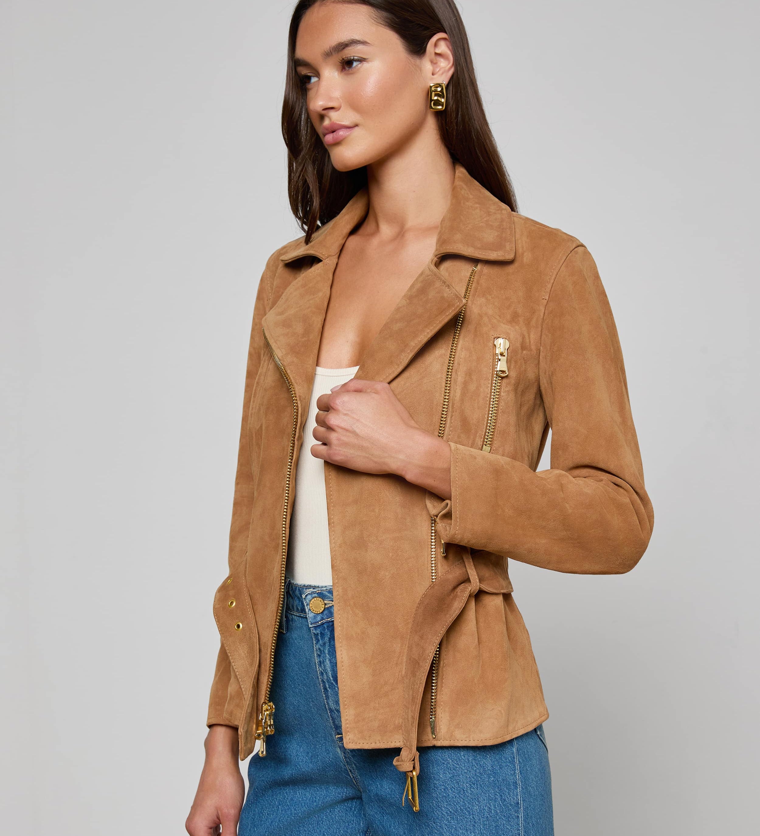 L'AGENCE - Dinah Suede Biker Jacket