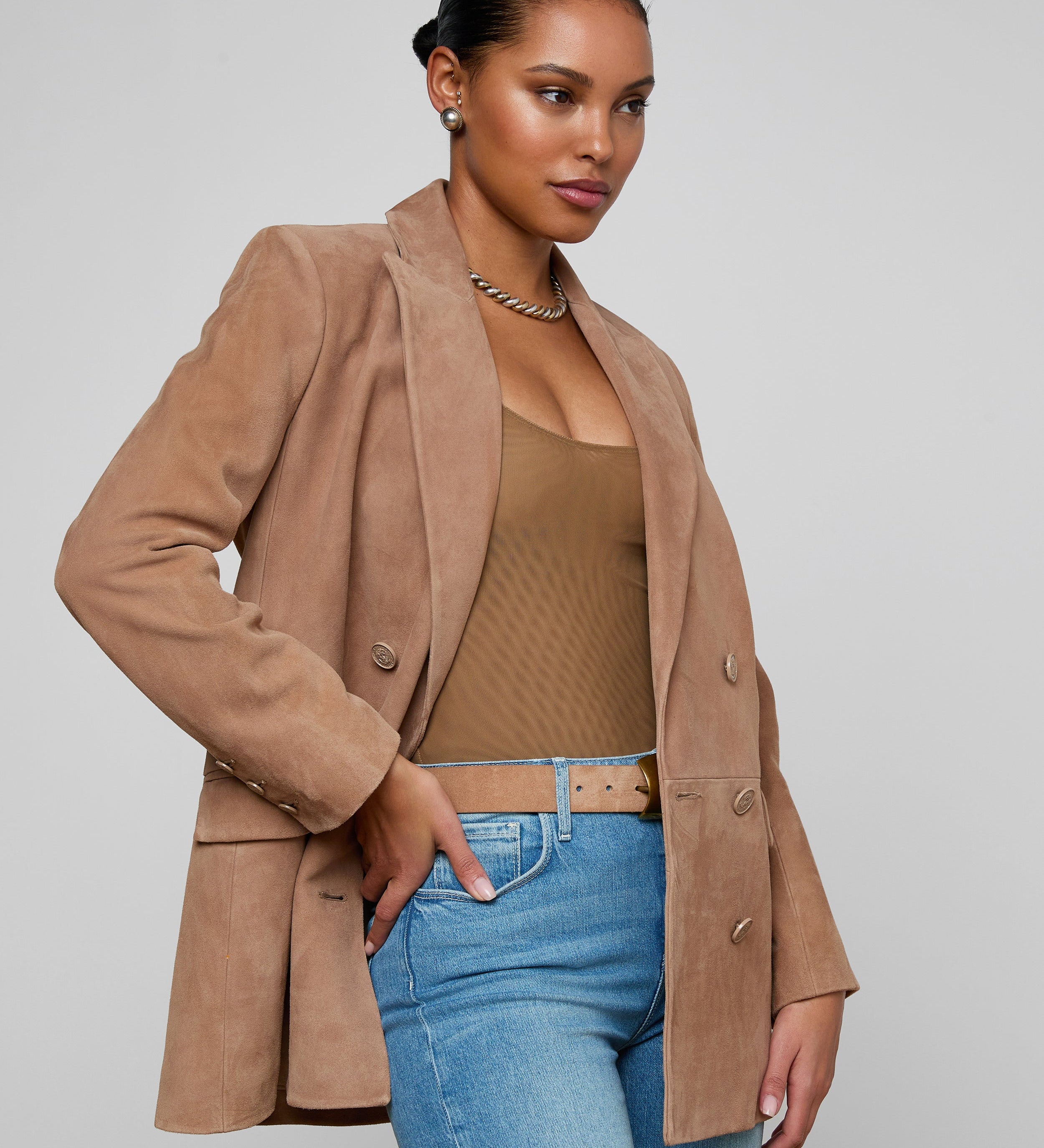 L'AGENCE - Aimee Oversized Suede Blazer
