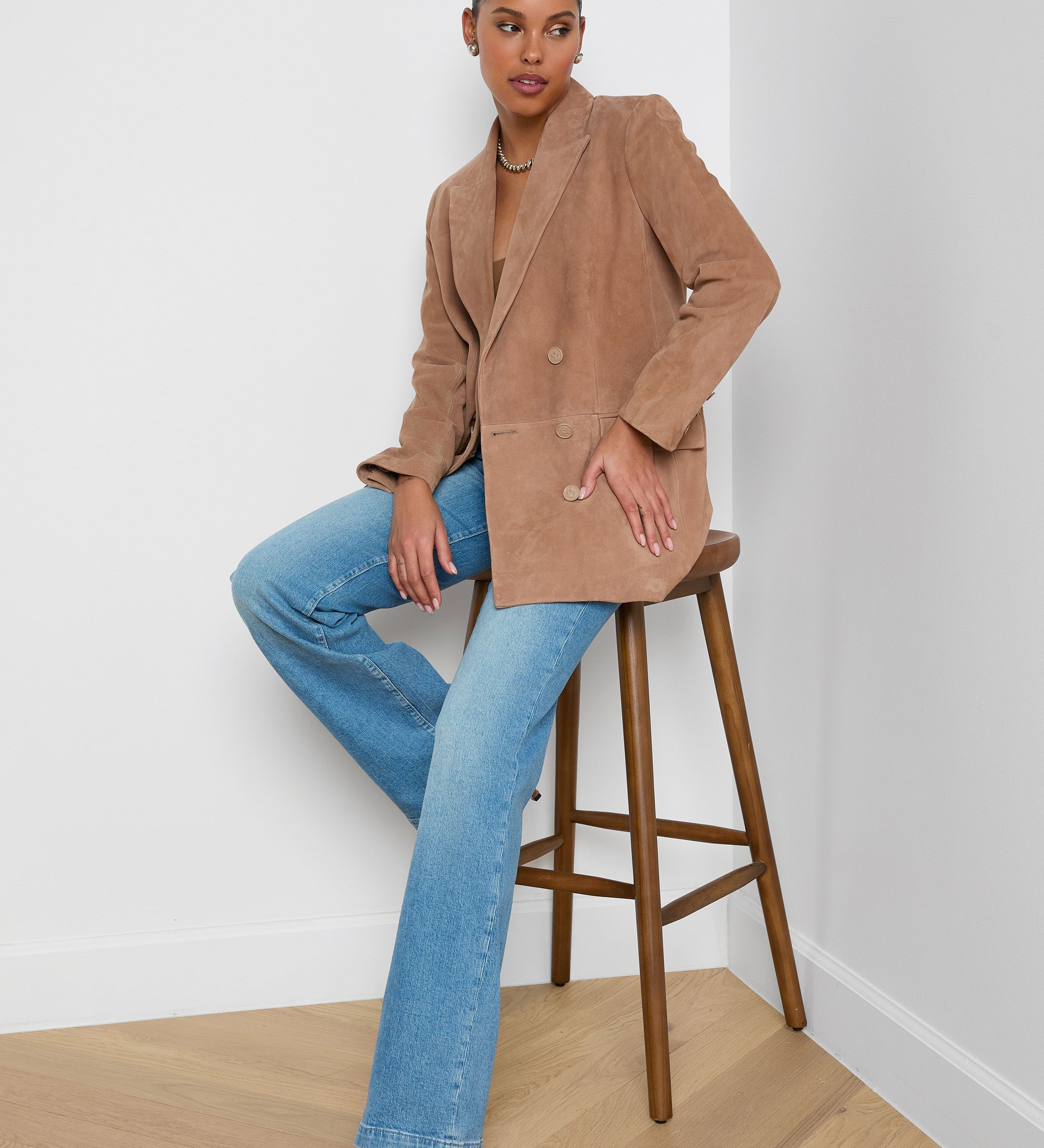 L'AGENCE - Aimee Oversized Suede Blazer