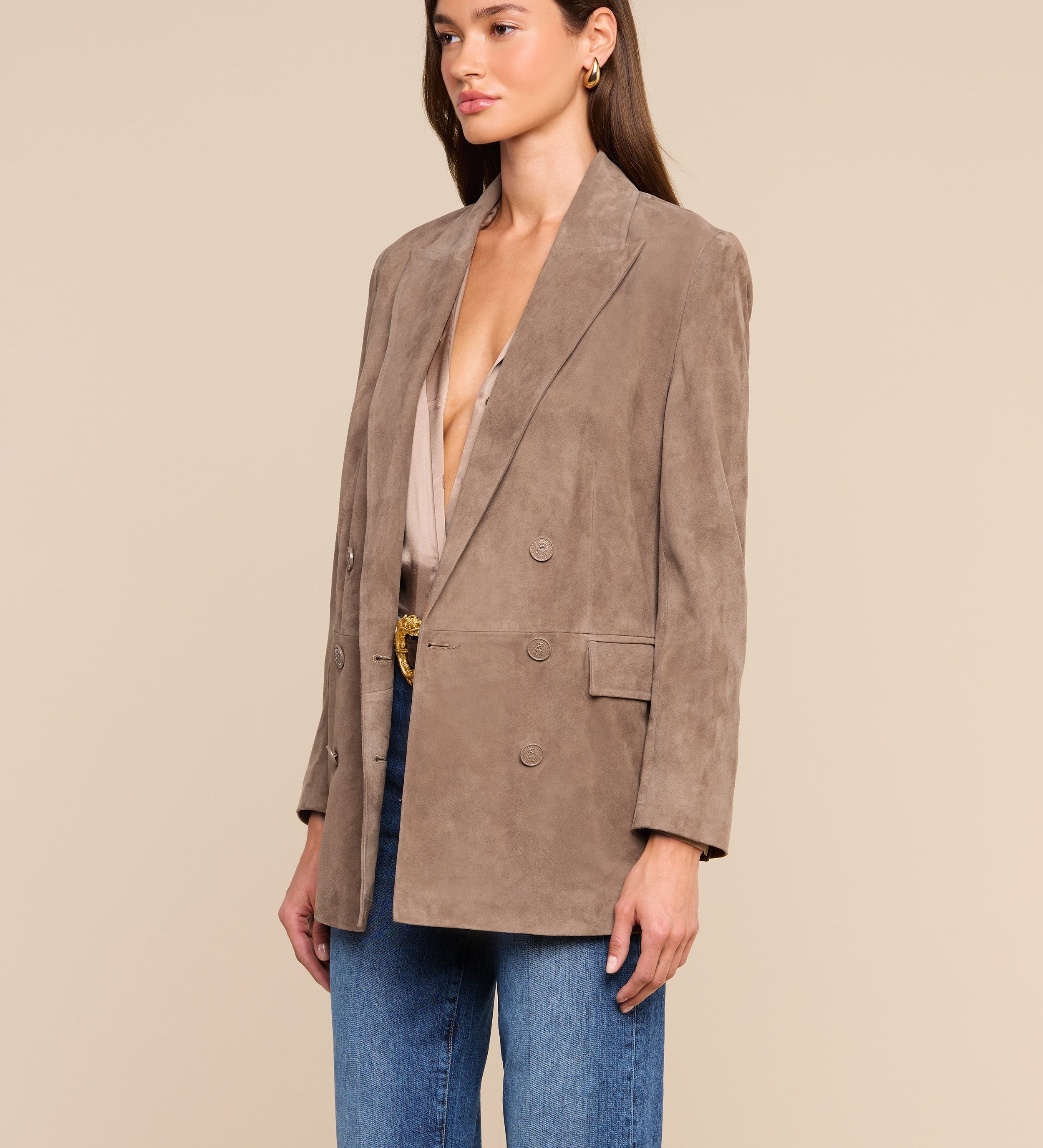 L'AGENCE - Aimee Oversized Suede Blazer