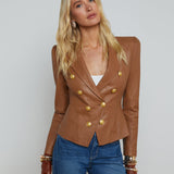 L'AGENCE - Bethany Leather Tapered Blazer