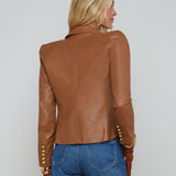 L'AGENCE - Bethany Leather Tapered Blazer