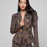 L'AGENCE - Bethany Flocked Herringbone Blazer