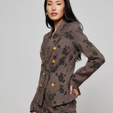 L'AGENCE - Bethany Flocked Herringbone Blazer