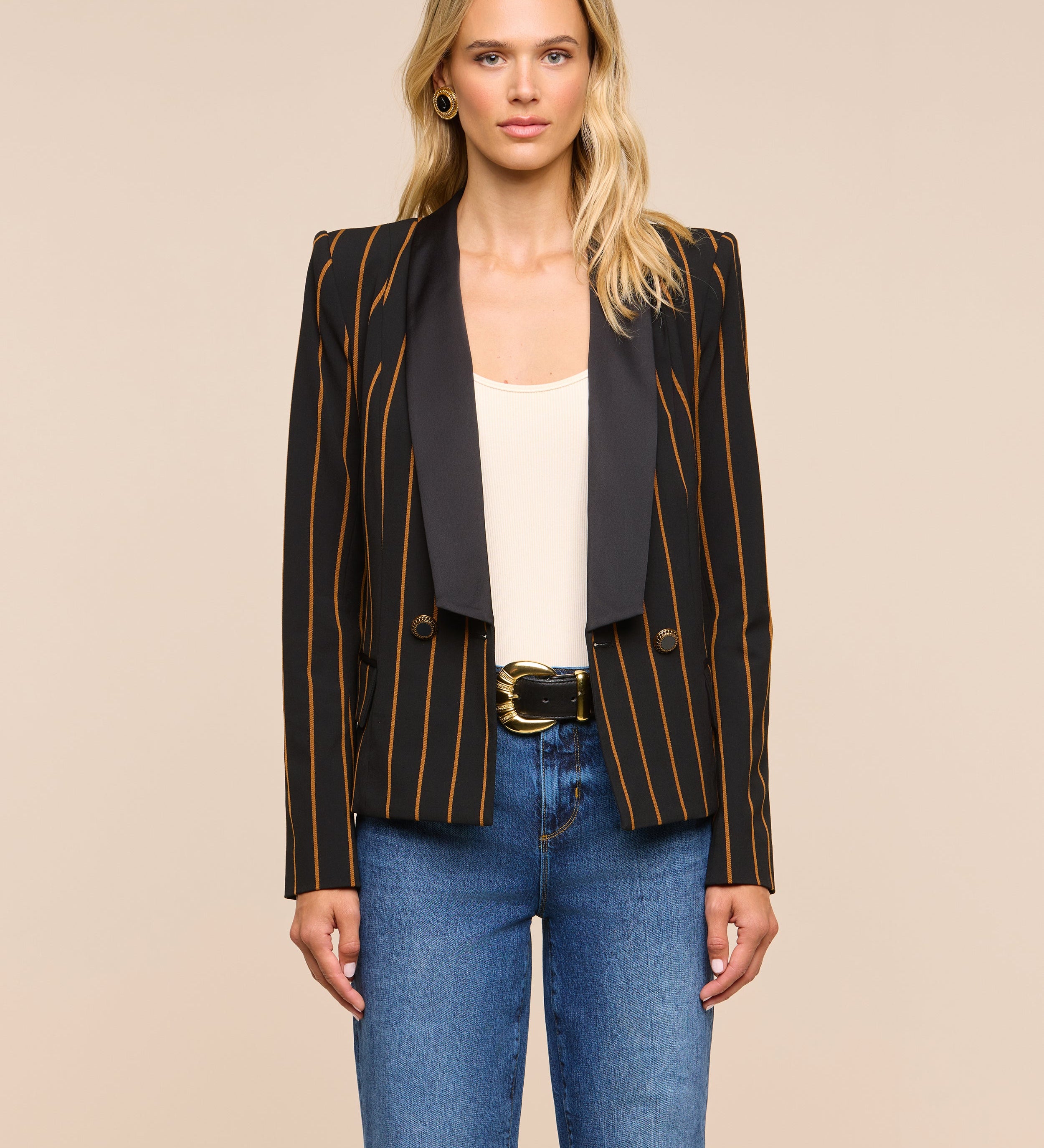 L'AGENCE - Imogen Satin Lapel Blazer