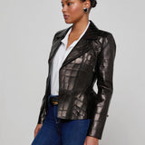 L'AGENCE - Lyric Leather Peplum Jacket