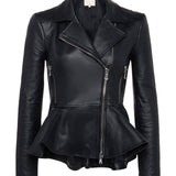 L'AGENCE - Lyric Leather Peplum Jacket