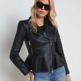 L'AGENCE - Lyric Leather Peplum Jacket
