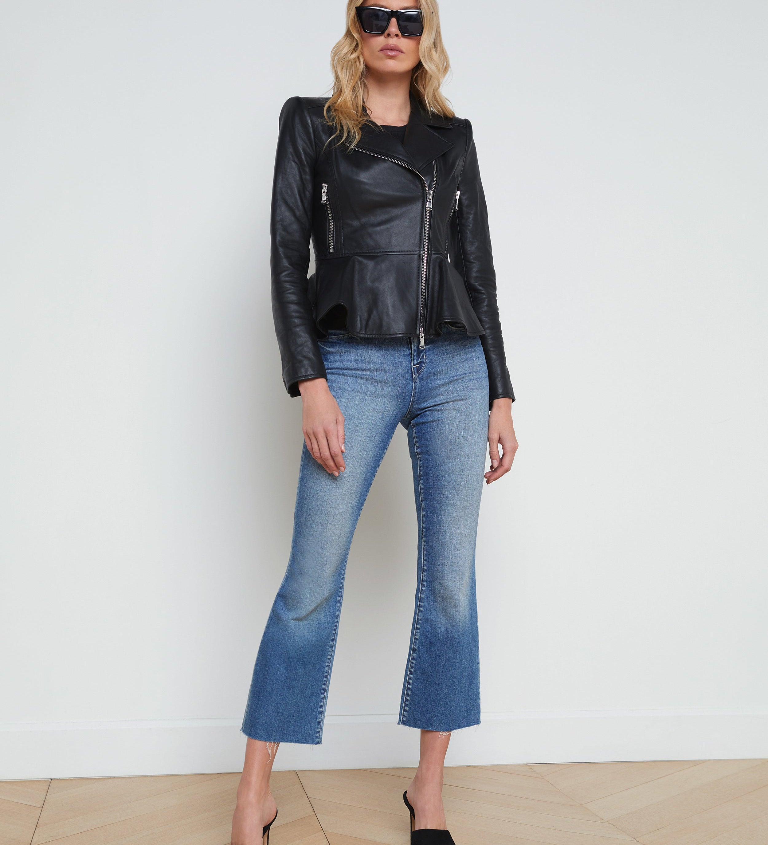 L'AGENCE - Lyric Leather Peplum Jacket