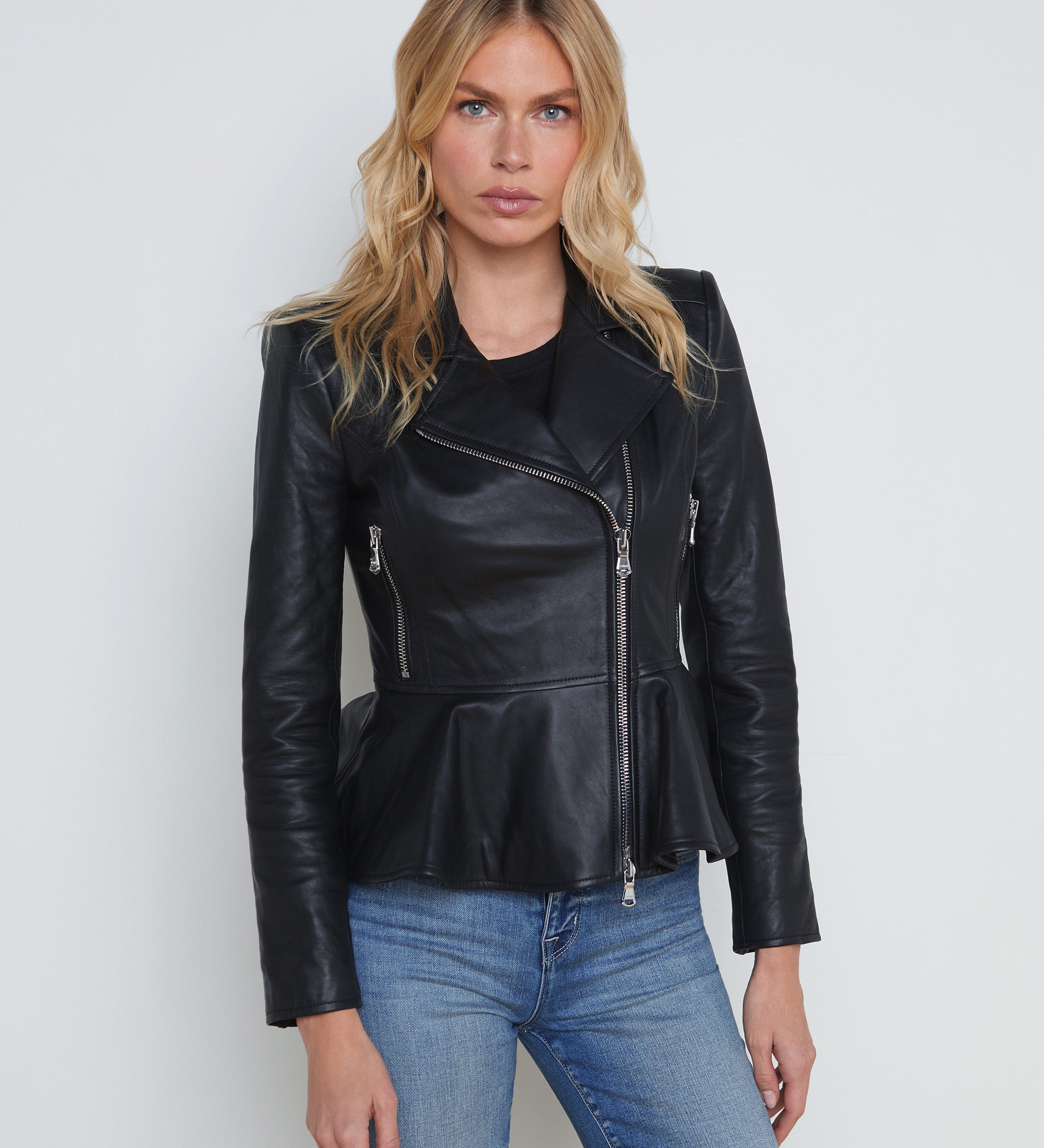L'AGENCE - Lyric Leather Peplum Jacket