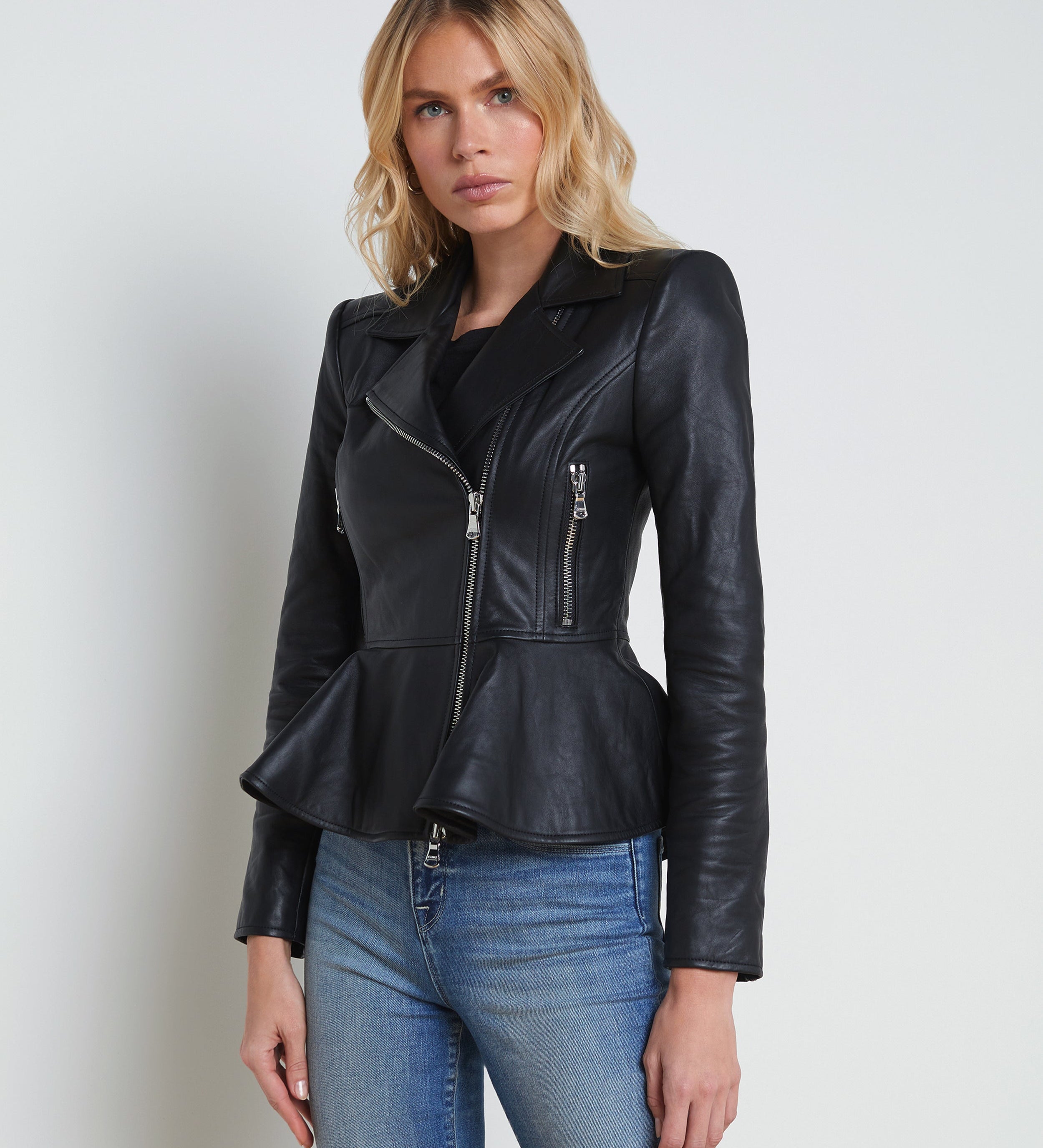 L'AGENCE - Lyric Leather Peplum Jacket