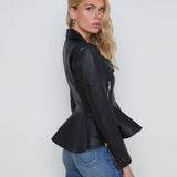 L'AGENCE - Lyric Leather Peplum Jacket