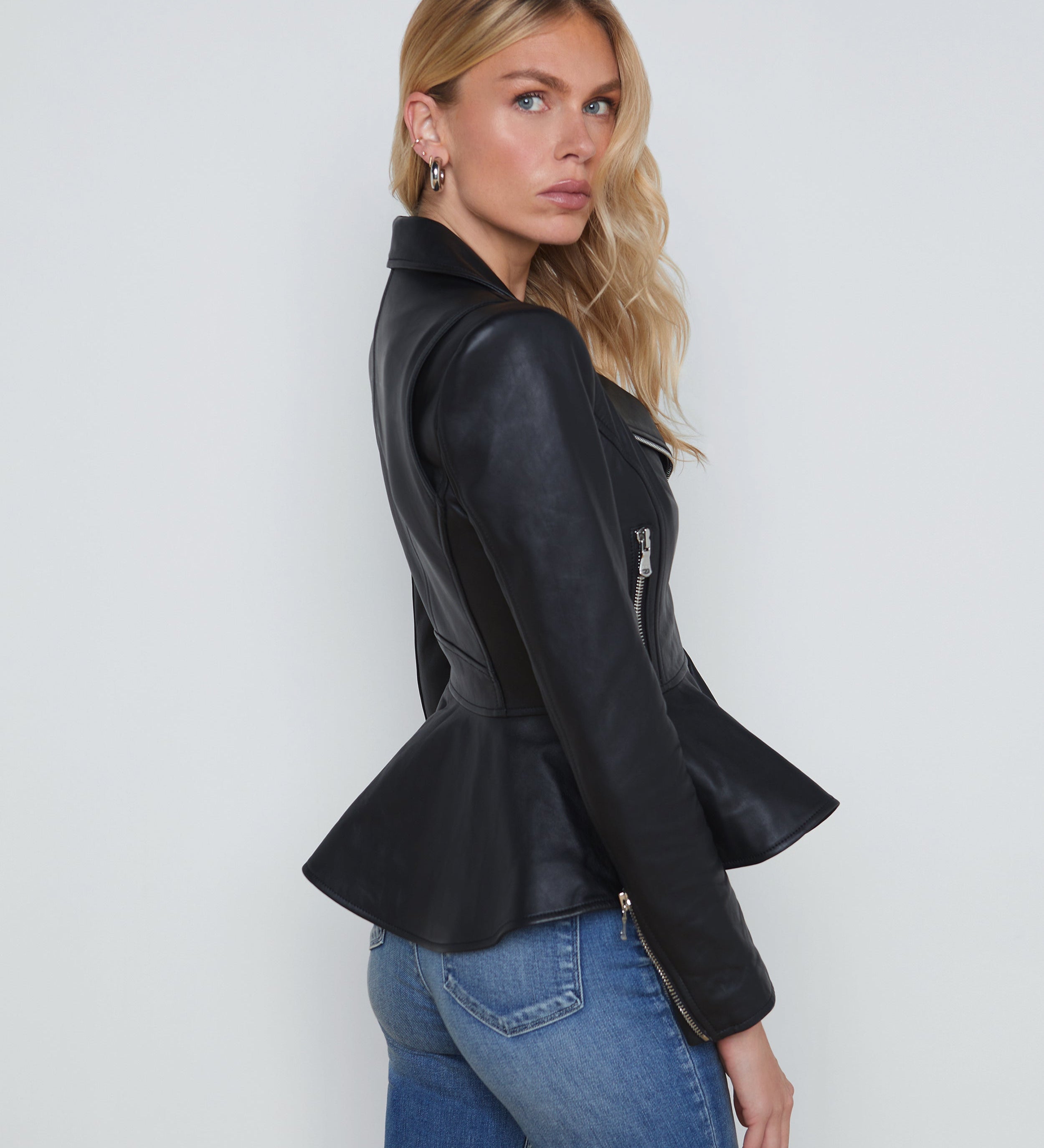 L'AGENCE - Lyric Leather Peplum Jacket