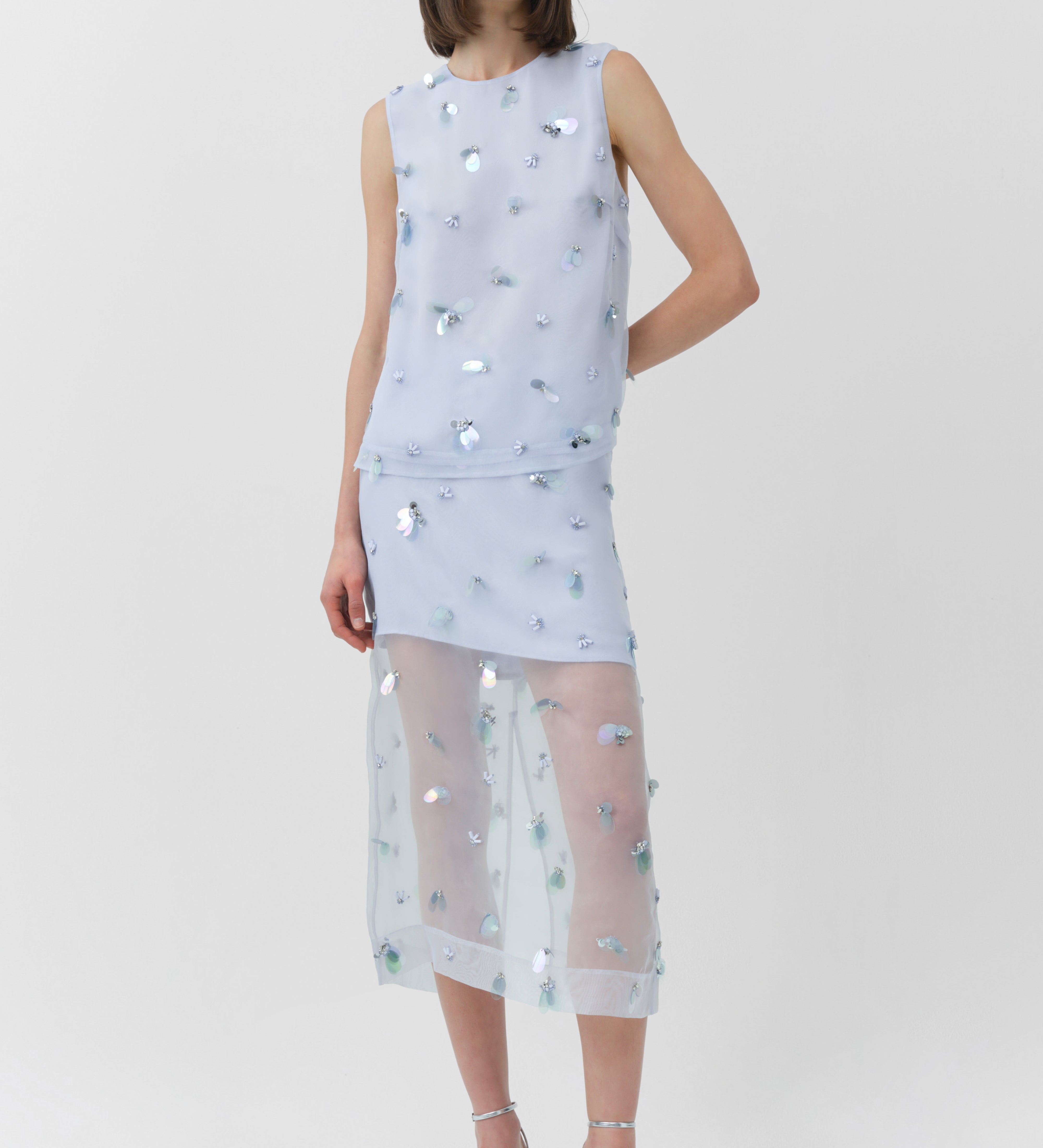 Simkhai - Delilah Embellished Organza Midi Skirt