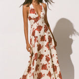 Faithfull - Marais Midi Dress Cecile Floral Garnet - Final Sale