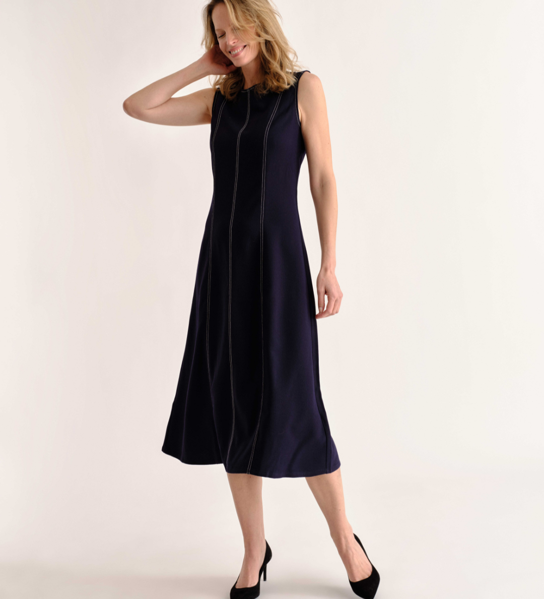 Cartolina - Rain Midi Dress - Dark Navy