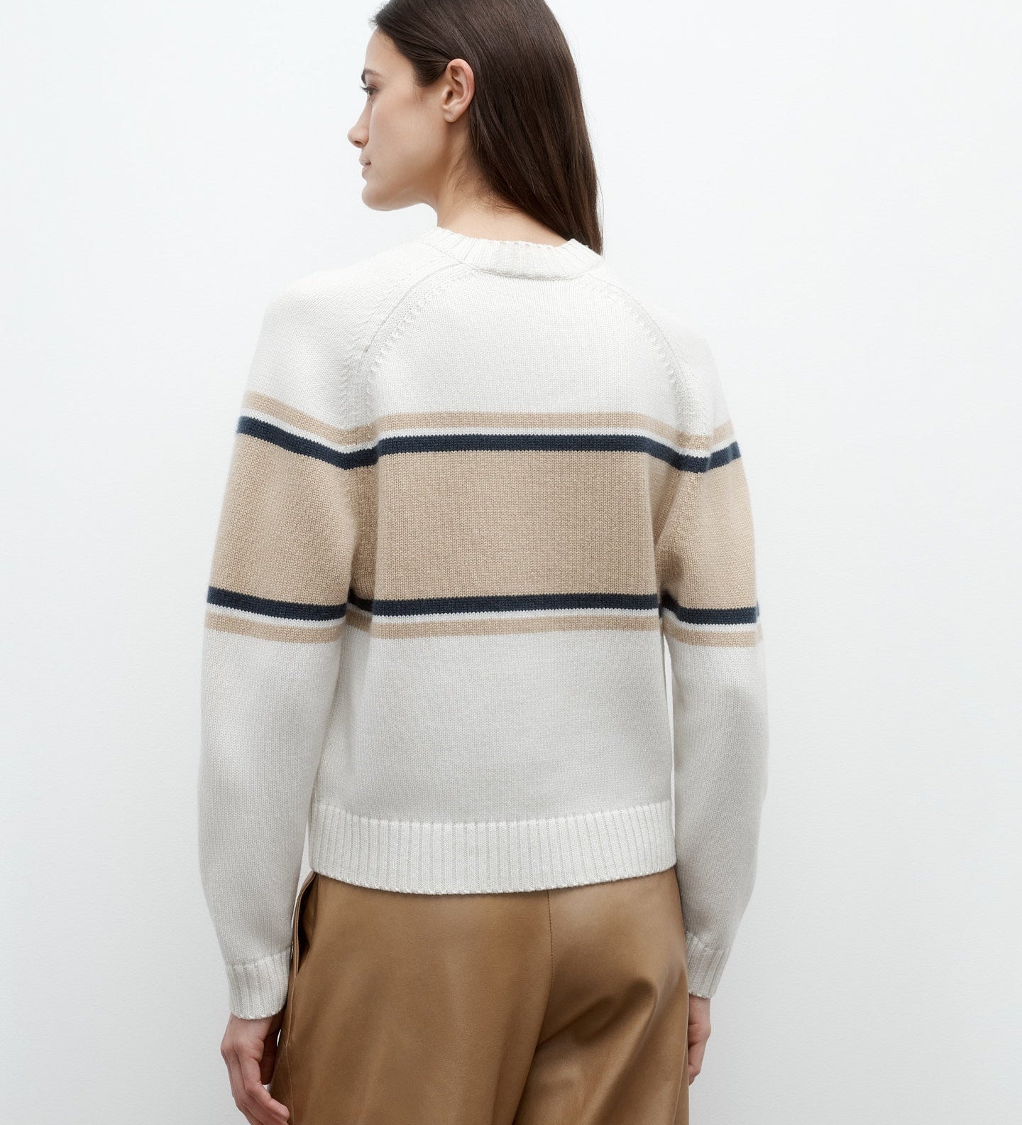 TWP - Saddle Crewneck with Stripes in Italian Cashmere