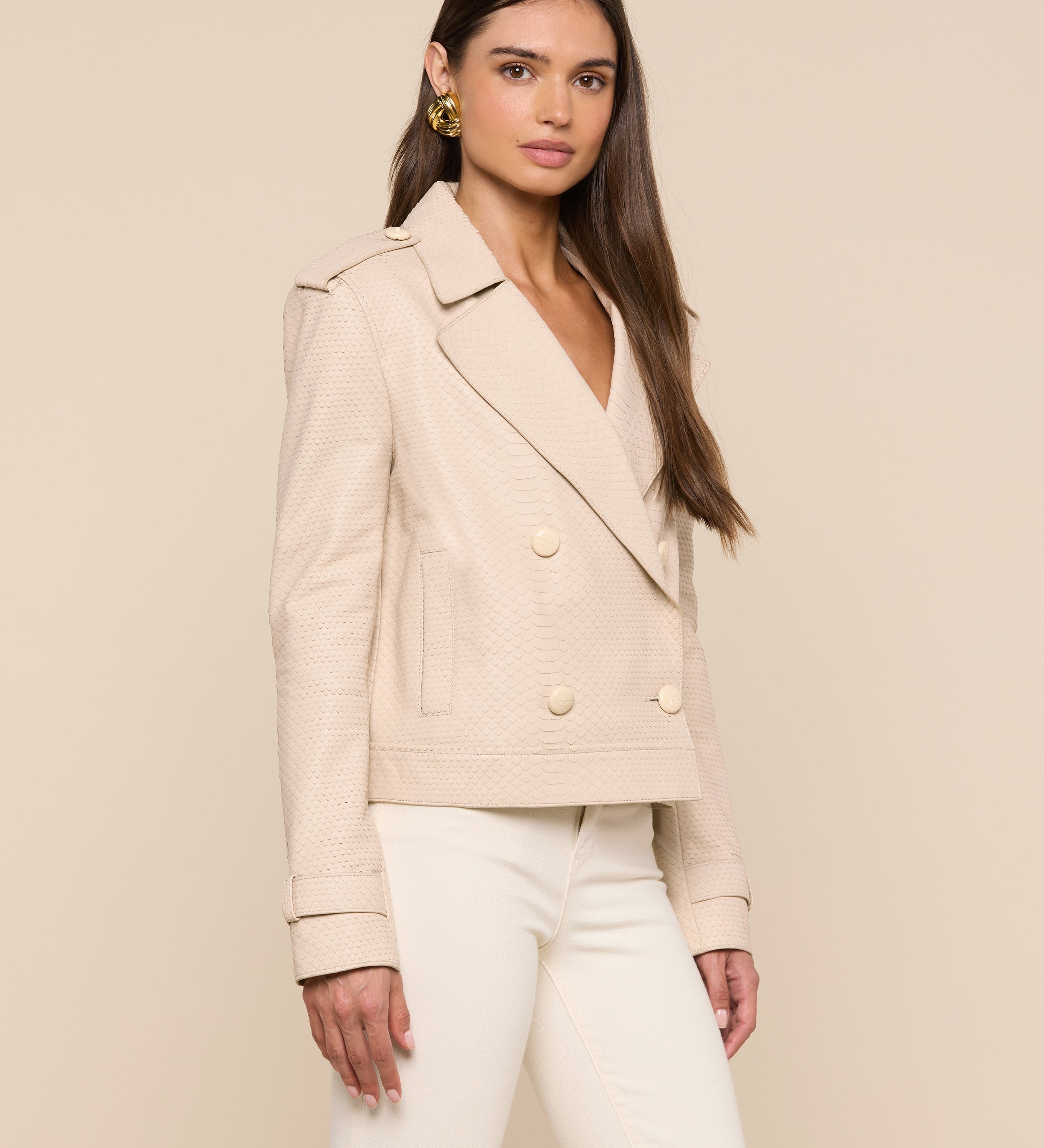 L'AGENCE - Xoey Cropped Leather Trench Coat