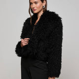 L'AGENCE - Aura Cropped Faux Fur Jacket
