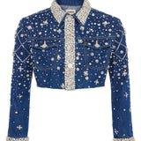 L'AGENCE - Genevie Embellished Cropped Denim Jacket