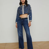 L'AGENCE - Genevie Embellished Cropped Denim Jacket