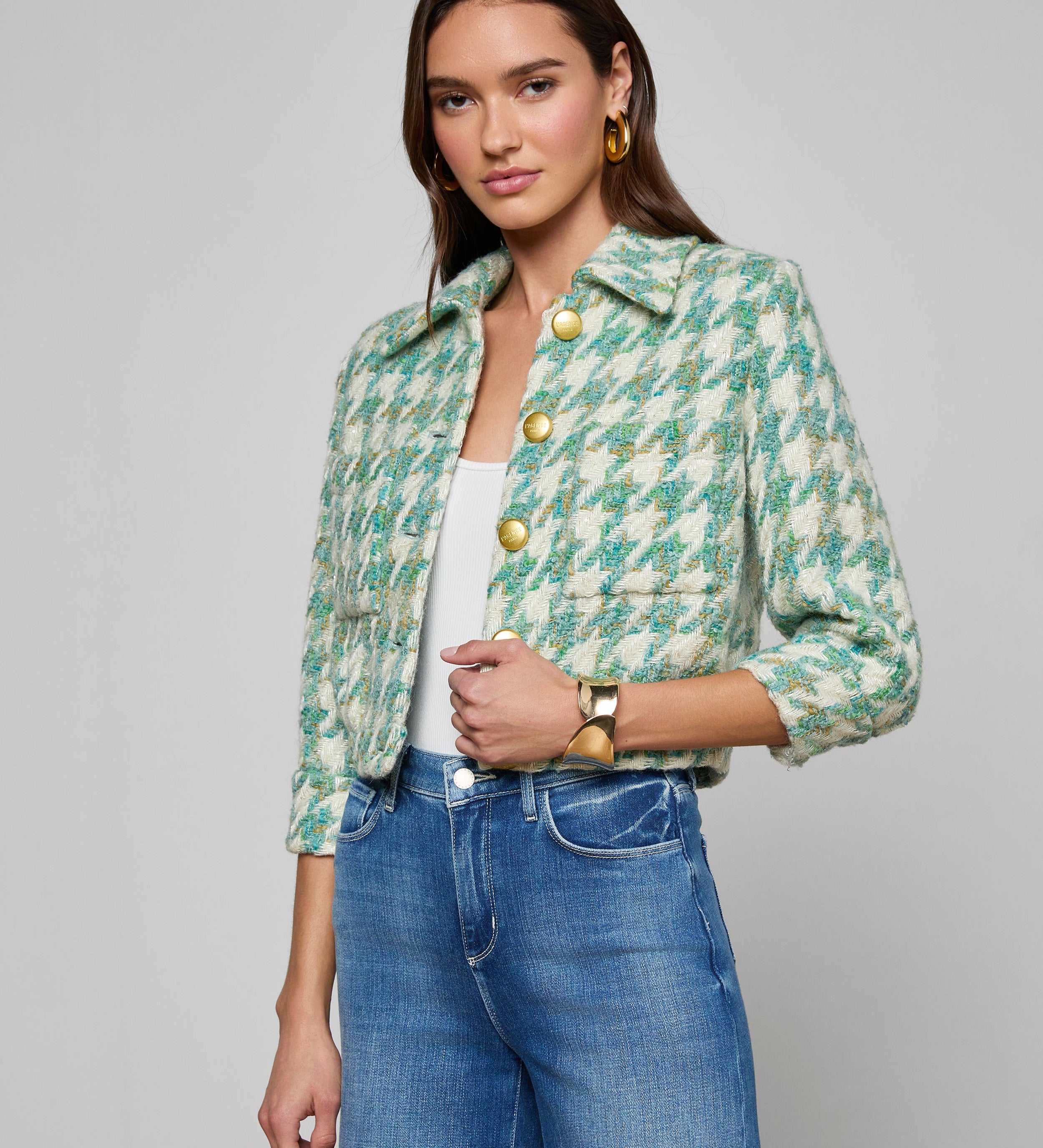 L'AGENCE - Jia Houndstooth Tweed Jacket