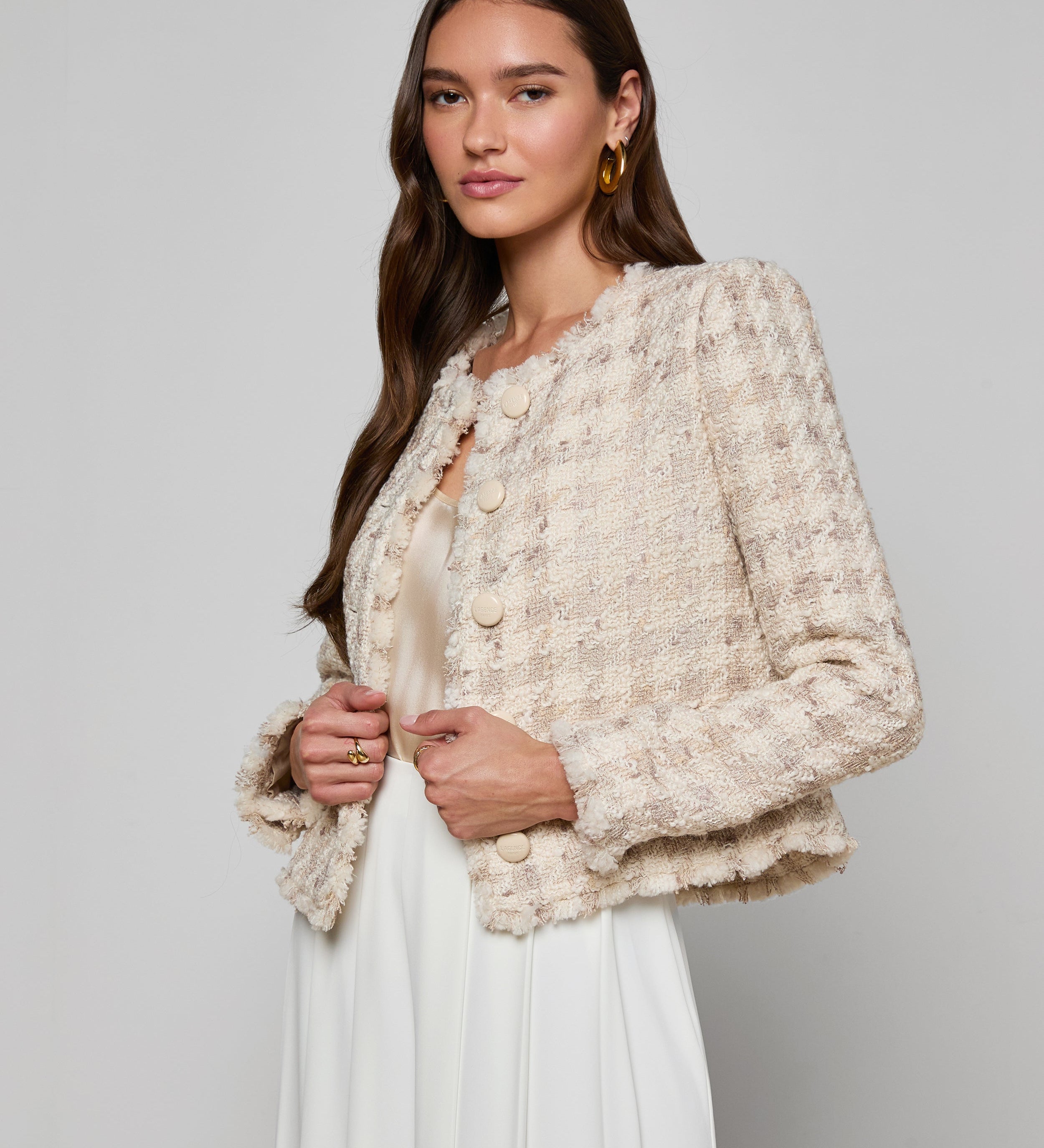 L'AGENCE - Zell Houndstooth Tweed Jacket